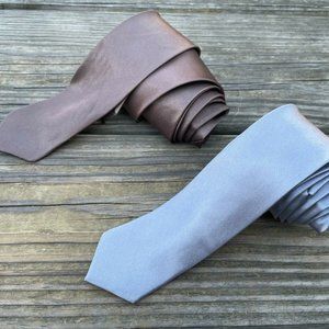 Men Ties Brown and Gray Fashion Slim Tie Neck Ties Dress Shirt Ties Lot of 2